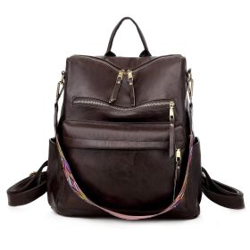 Women Removable Strap Nylon Backpack, Coffee