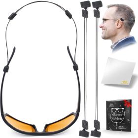Eye Glasses String Strap Holder L Size 16 inch No Tail Sunglass Strap for Man Women Adjustable Glasses Strap Wire Eyeglass Strap Lanyard 2 Cords