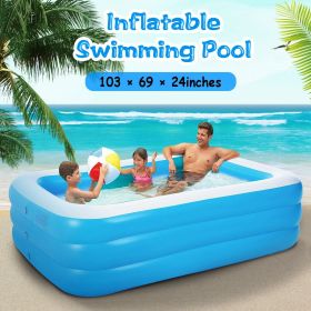 Inflatable Pool for Adults 103*69*24inch Family Swim Play Center Pool Blow up Kiddie Pool for Family Inflatable Lounge Pool