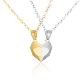 Couple Necklace Black And White Heart-shaped Multi-part (Color: Gold Silver NC21Y0036 6)