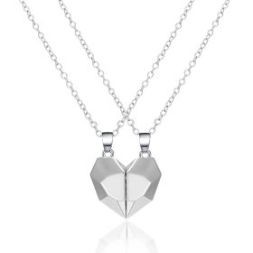 Couple Necklace Black And White Heart-shaped Multi-part (Color: White NC21Y0036 3)