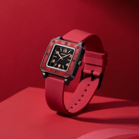 Women's Watch New Square Bracelet Watch Simple Fashion Quartz Watch (Color: Red)