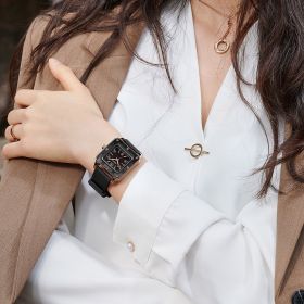 Women's Watch New Square Bracelet Watch Simple Fashion Quartz Watch (Color: Black)