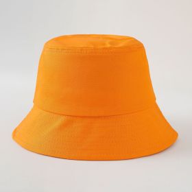 Spring and summer new fisherman hat simple solid color Korean version sun hat foldable men and women can wear basin hat (Color: Orange)
