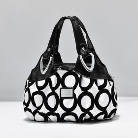 Luxury Handbags Flower Design Top-handle Ladies Handbag Women Shoulder Bags PU Leather Messenger Purse Bag Female Tote Sac Main (Color: Black Circle)