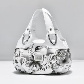 Luxury Handbags Flower Design Top-handle Ladies Handbag Women Shoulder Bags PU Leather Messenger Purse Bag Female Tote Sac Main (Color: White Black)