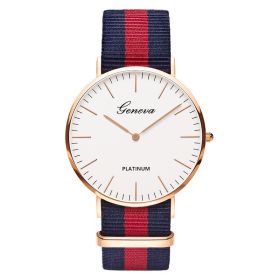 Classic Fashion Stripe Nylon Band Women Watch Top Luxury Brand Men Quartz Wrist Watch Lady Watch Montre Femme Horloge Saat Clock (Color: TMC518-1, size: 1)