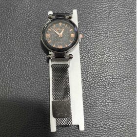 reloj mujer Women's Fashion Starry Sky Watches Magnet Buckle Mesh Belt Diamond Quartz Watch Women Dress Clock relogio feminino (Color: Black, size: 1)