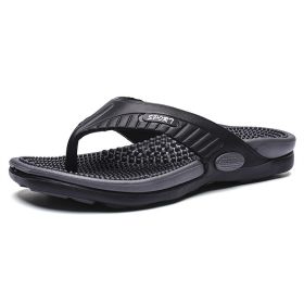 Men's flip-flops; breathable beach shoes; massage soles; men's sandals (Colour: khaki, size: 40)