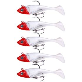 T-Tail Lead Fishing Lure Set for Outdoor Fishing (Color: Red & White, type: 5Pcs/Set)
