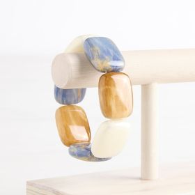 Blue Lapis/White/Sand Combo Chicklet Cooling Bracelet (size: Size 6)