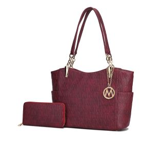 MKF Collection Allison Tote Handbag & Wallet by Mia k (Color: Burgundy, Material: Polycarbonate)