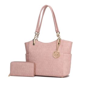 MKF Collection Allison Tote Handbag & Wallet by Mia k (Color: Rose Pink, Material: Polycarbonate)