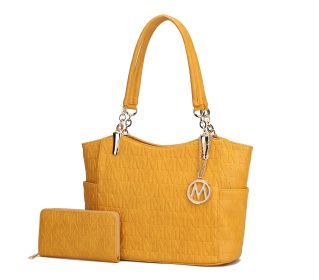 MKF Collection Allison Tote Handbag & Wallet by Mia k (Color: Mustard, Material: Polycarbonate)