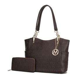 MKF Collection Allison Tote Handbag & Wallet by Mia k (Color: Chocolate, Material: Polycarbonate)