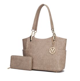 MKF Collection Allison Tote Handbag & Wallet by Mia k (Color: Taupe, Material: Polycarbonate)