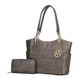 MKF Collection Allison Tote Handbag & Wallet by Mia k (Color: Pewter, Material: Polycarbonate)