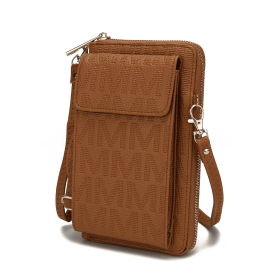 MKF Collection Caddy Vegan Leather Women Phone Wallet Crossbody by Mia k (Color: Tan, Material: Polycarbonate)