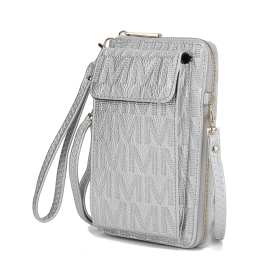 MKF Collection Caddy Vegan Leather Women Phone Wallet Crossbody by Mia k (Color: Silver, Material: Polycarbonate)
