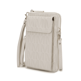 MKF Collection Caddy Vegan Leather Women Phone Wallet Crossbody by Mia k (Color: Beige, Material: Polycarbonate)