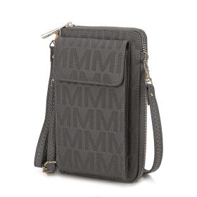 MKF Collection Caddy Vegan Leather Women Phone Wallet Crossbody by Mia k (Color: Charcoal Grey, Material: Polycarbonate)