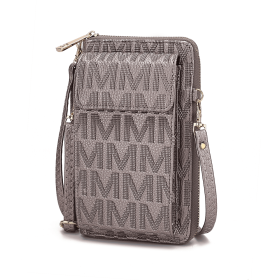 MKF Collection Caddy Vegan Leather Women Phone Wallet Crossbody by Mia k (Color: Pewter, Material: Polycarbonate)