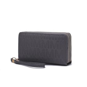 MKF Collection Lisbette Embossed M Signature Wallet by Mia k (Color: Grey, Material: Polycarbonate)