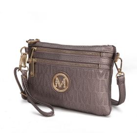 MKF Collection Roonie Milan Signature Crossbody Wristlet by Mia k (Color: Pewter, Material: Polycarbonate)