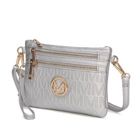 MKF Collection Roonie Milan Signature Crossbody Wristlet by Mia k (Color: Silver, Material: Polycarbonate)