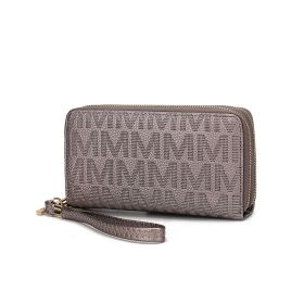 MKF Collection Lisbette Embossed M Signature Wallet by Mia k (Color: Pewter, Material: Polycarbonate)