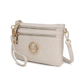 MKF Collection Roonie Milan Signature Crossbody Wristlet by Mia k (Color: Beige, Material: Polycarbonate)