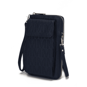 MKF Collection Caddy Vegan Leather Women Phone Wallet Crossbody by Mia k (Color: Navy, Material: Polycarbonate)