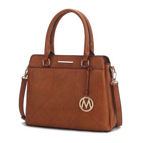 MKF Collection Elodie Triple Compartment Women's Tote Bag by Mia k (Color: Cognac, Material: Polycarbonate)