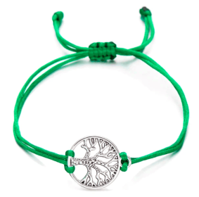 Hand-woven Red Rope Tree of Life Bracelet (Color: Grass Green)