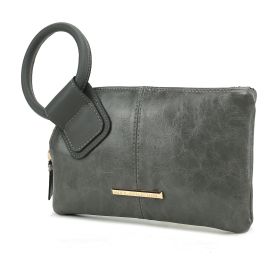 MKF Collection Simone Clutch/Wristlet Handbag Vegan Leather Women by Mia k (Color: Charcoal, Material: Vegan Leather)