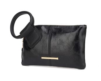 MKF Collection Simone Clutch/Wristlet Handbag Vegan Leather Women by Mia k (Color: Black, Material: Vegan Leather)