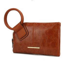 MKF Collection Simone Clutch/Wristlet Handbag Vegan Leather Women by Mia k (Color: Cognac, Material: Vegan Leather)