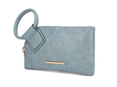 MKF Collection Simone Clutch/Wristlet Handbag Vegan Leather Women by Mia k (Color: Denim, Material: Vegan Leather)