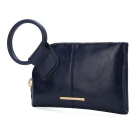 MKF Collection Simone Clutch/Wristlet Handbag Vegan Leather Women by Mia k (Color: Navy, Material: Vegan Leather)