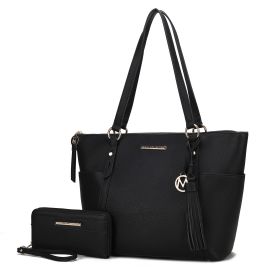 MKF Collection Gloria Tote Handbag Vegan Leather Womens by Mia k (Color: Black, Material: Vegan Leather)
