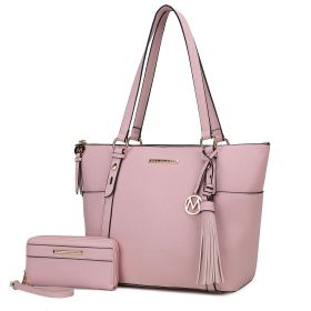 MKF Collection Gloria Tote Handbag Vegan Leather Womens by Mia k (Color: Pink, Material: Vegan Leather)
