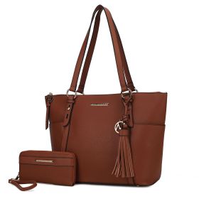 MKF Collection Gloria Tote Handbag Vegan Leather Womens by Mia k (Color: Brown, Material: Vegan Leather)