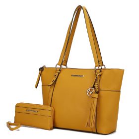 MKF Collection Gloria Tote Handbag Vegan Leather Womens by Mia k (Color: Yellow, Material: Vegan Leather)