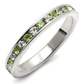 LOAS912 - High-Polished 925 Sterling Silver Ring with Top Grade Crystal in Peridot (size: 8)