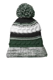 Sport-Tek Pom Pom Team Beanie STC21 (Color: Forest Green/ Black/ White, size: OSFA)