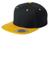 Sport-Tek Yupoong Flat Bill Snapback Cap STC19 (Color: Black/ Gold, size: OSFA)