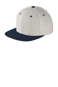 Sport-Tek Yupoong Flat Bill Snapback Cap STC19 (Color: Heather Grey/ True Navy, size: OSFA)