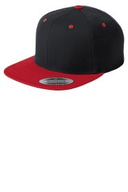 Sport-Tek Yupoong Flat Bill Snapback Cap STC19 (Color: Black/ True Red, size: OSFA)