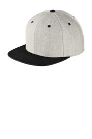 Sport-Tek Yupoong Flat Bill Snapback Cap STC19 (Color: Heather Grey/ Black, size: OSFA)