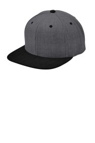 Sport-Tek Yupoong Flat Bill Snapback Cap STC19 (Color: Dark Heather Grey/ Black, size: OSFA)